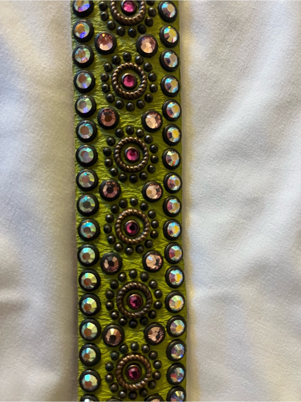 Kippys Lime Green Studded Western Crystal Belt - Picture 8 of 16
